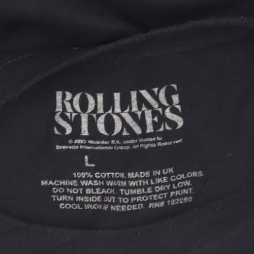 Rolling Stones Men's Black L Band Graphic Cotton T-Shirt