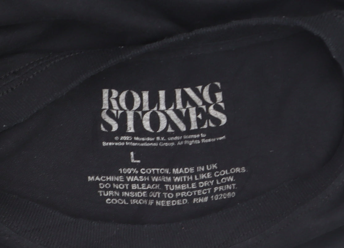 Rolling Stones Men's Black L Band Graphic Cotton T-Shirt
