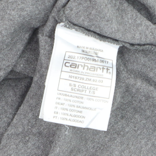 Carhartt Men's Grey S/S College Script T-Shirt Small