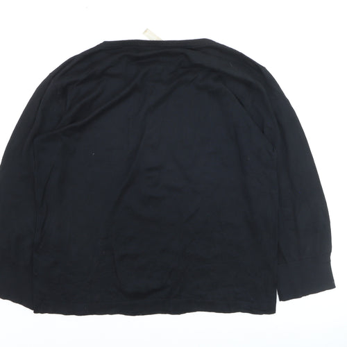 John Smedley Womens Black Henley Jumper L Lightweight Knit