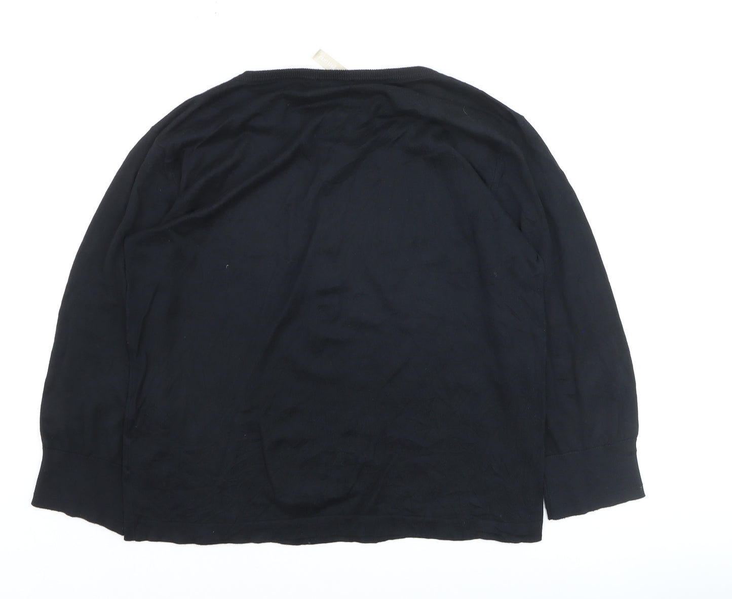 John Smedley Womens Black Henley Jumper L Lightweight Knit