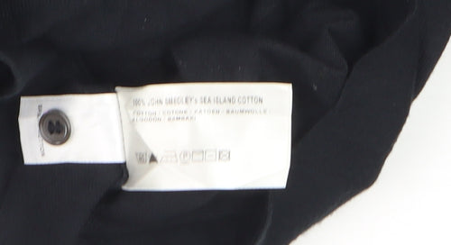 John Smedley Womens Black Henley Jumper L Lightweight Knit