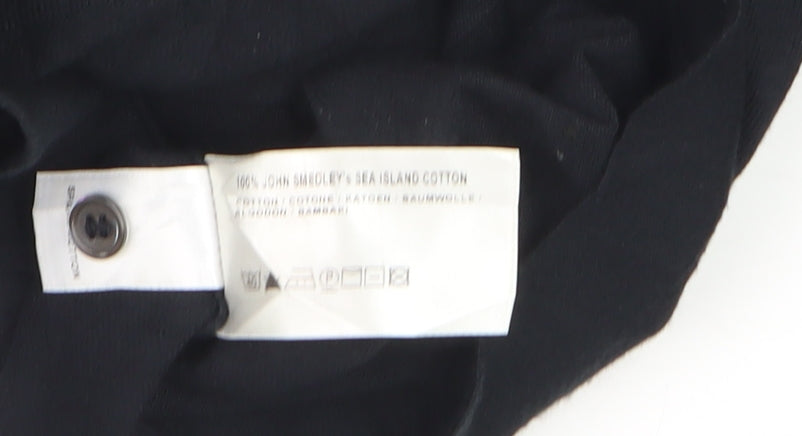John Smedley Womens Black Henley Jumper L Lightweight Knit