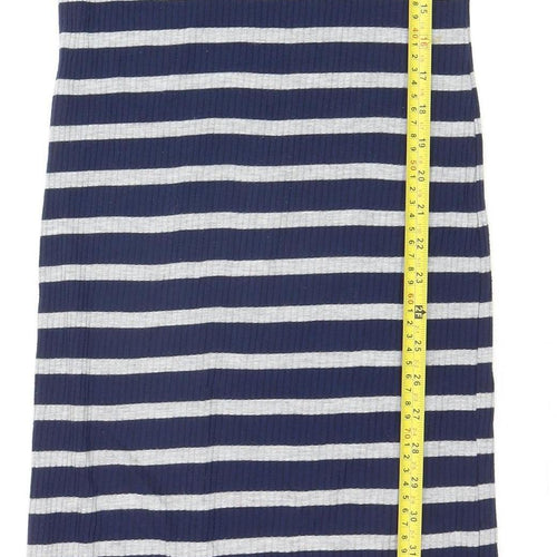Vero Moda Women Blue Striped Bodycon Jersey Dress Size M