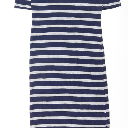 Vero Moda Women Blue Striped Bodycon Jersey Dress Size M