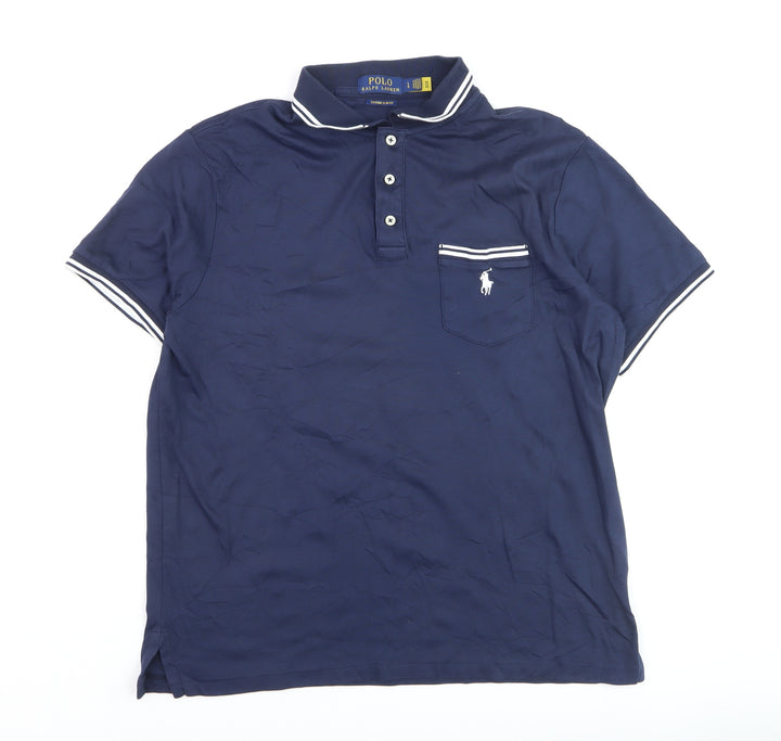 Ralph Lauren Men's Blue Slim Fit Polo Shirt Size L