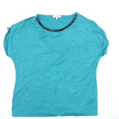 Marks and Spencer Per Una Blue Beaded Neck Women’s Size 18 Jersey T-Shirt