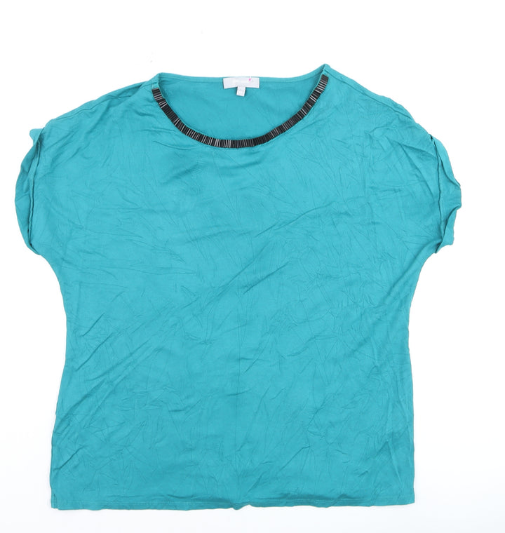 Marks and Spencer Per Una Blue Beaded Neck Women’s Size 18 Jersey T-Shirt