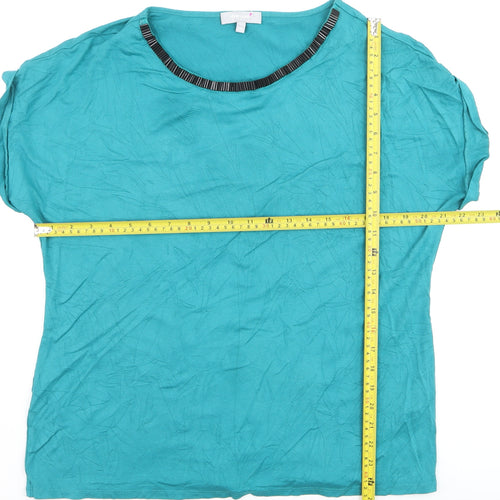 Marks and Spencer Per Una Blue Beaded Neck Women’s Size 18 Jersey T-Shirt