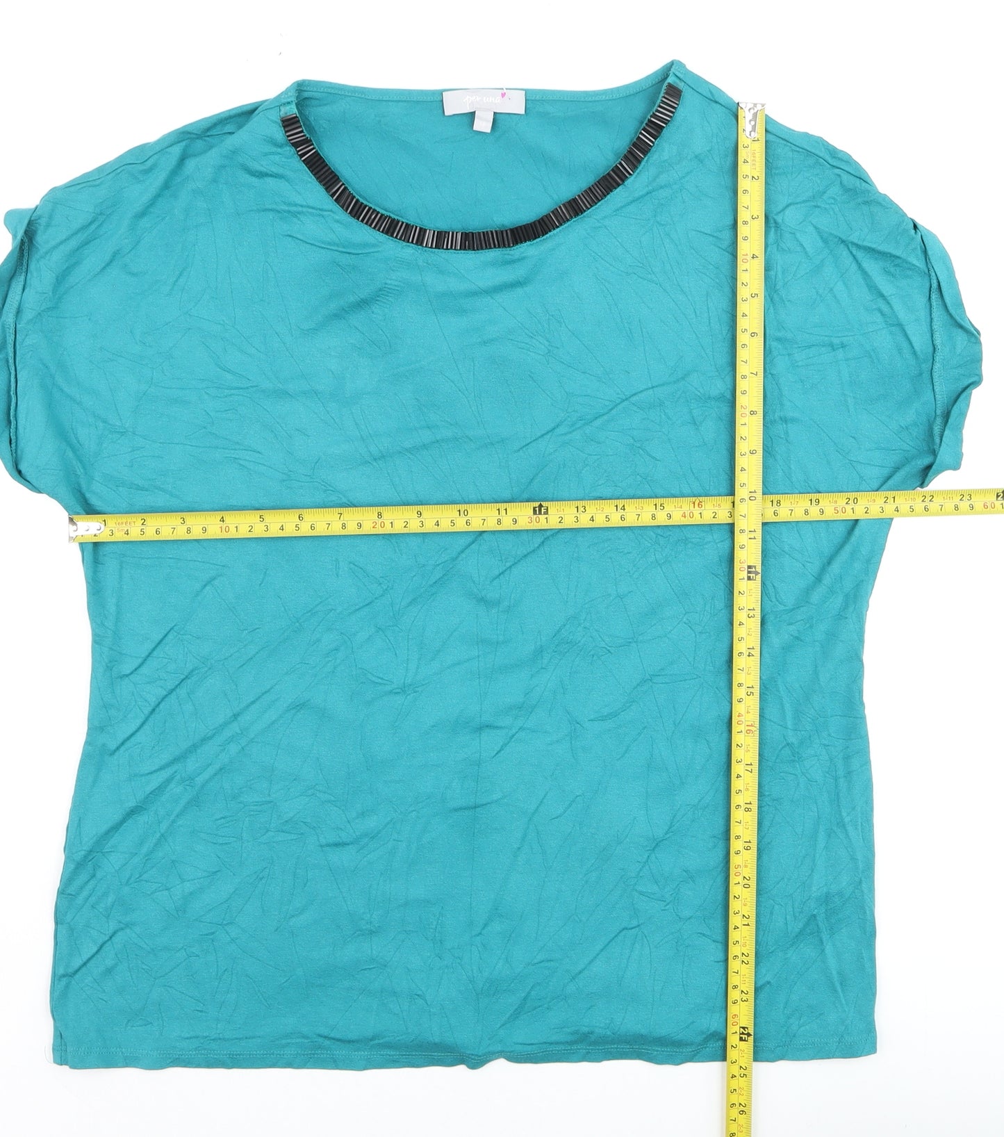 Marks and Spencer Per Una Blue Beaded Neck Women’s Size 18 Jersey T-Shirt