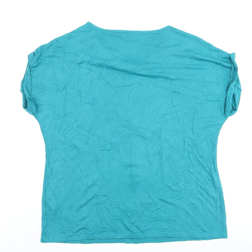Marks and Spencer Per Una Blue Beaded Neck Women’s Size 18 Jersey T-Shirt
