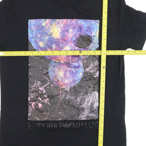Emporio Armani Men's Black Space Art Graphic T-Shirt Medium