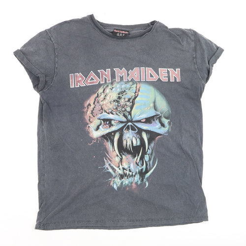 Iron Maiden Women's Grey Graphic Rock T-Shirt Size 14