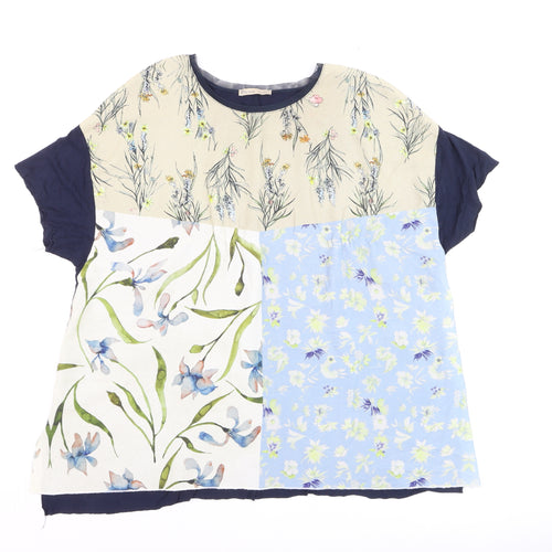 Zara Women Multicoloured Floral Patchwork Basic T-Shirt XL