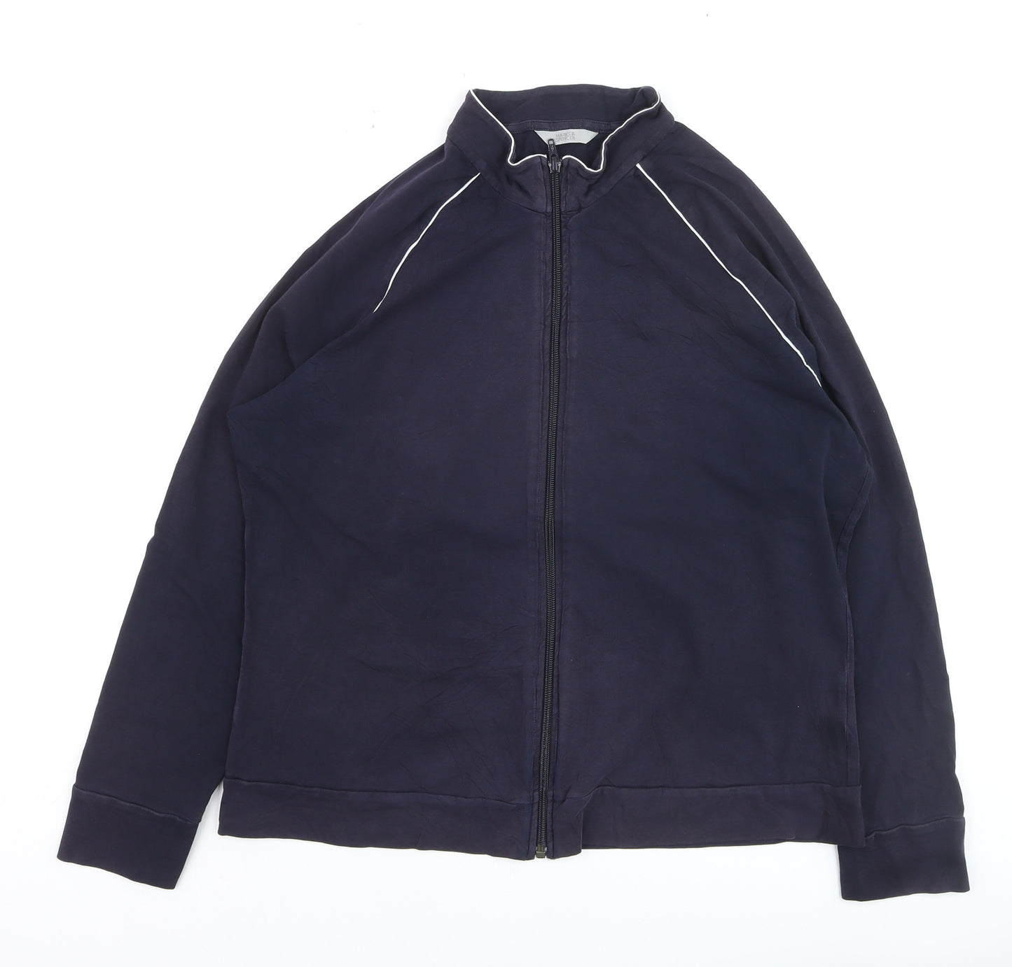Marks and Spencer Women's Blue Size 20 Track Jacket Full Zip Cotton Blend