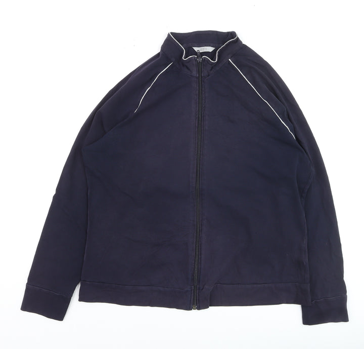 Marks and Spencer Women's Blue Size 20 Track Jacket Full Zip Cotton Blend