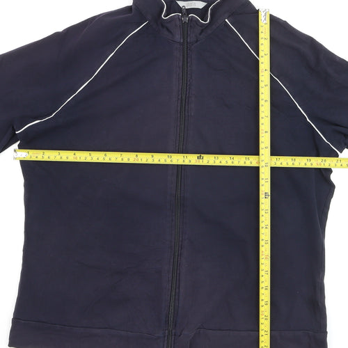 Marks and Spencer Women's Blue Size 20 Track Jacket Full Zip Cotton Blend