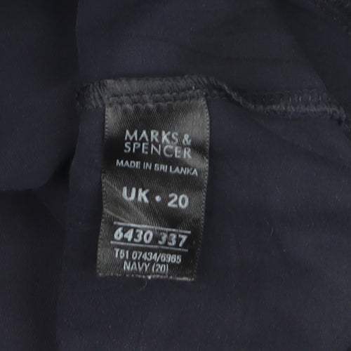Marks and Spencer Women's Blue Size 20 Track Jacket Full Zip Cotton Blend