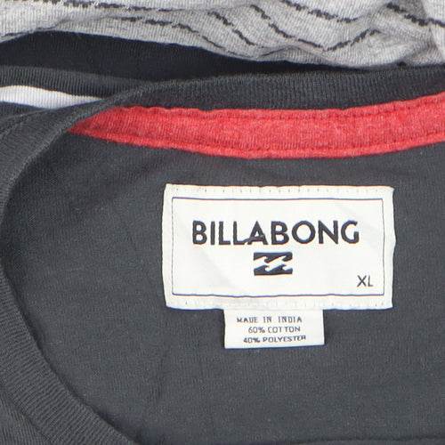 Billabong Men’s Grey Striped Short Sleeve Crew Neck T-Shirt XL