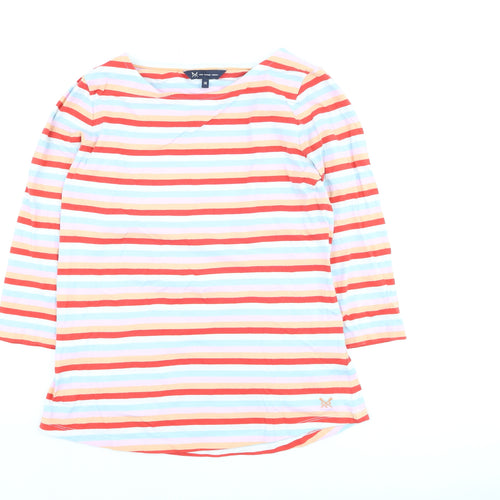 Crew Clothing Company Women's Multicoloured Striped Cotton Boat Neck T-Shirt Size 14