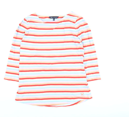 Crew Clothing Company Women's Multicoloured Striped Cotton Boat Neck T-Shirt Size 14