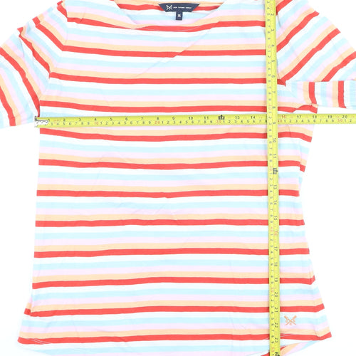 Crew Clothing Company Women's Multicoloured Striped Cotton Boat Neck T-Shirt Size 14