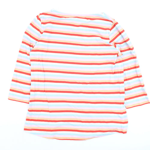 Crew Clothing Company Women's Multicoloured Striped Cotton Boat Neck T-Shirt Size 14