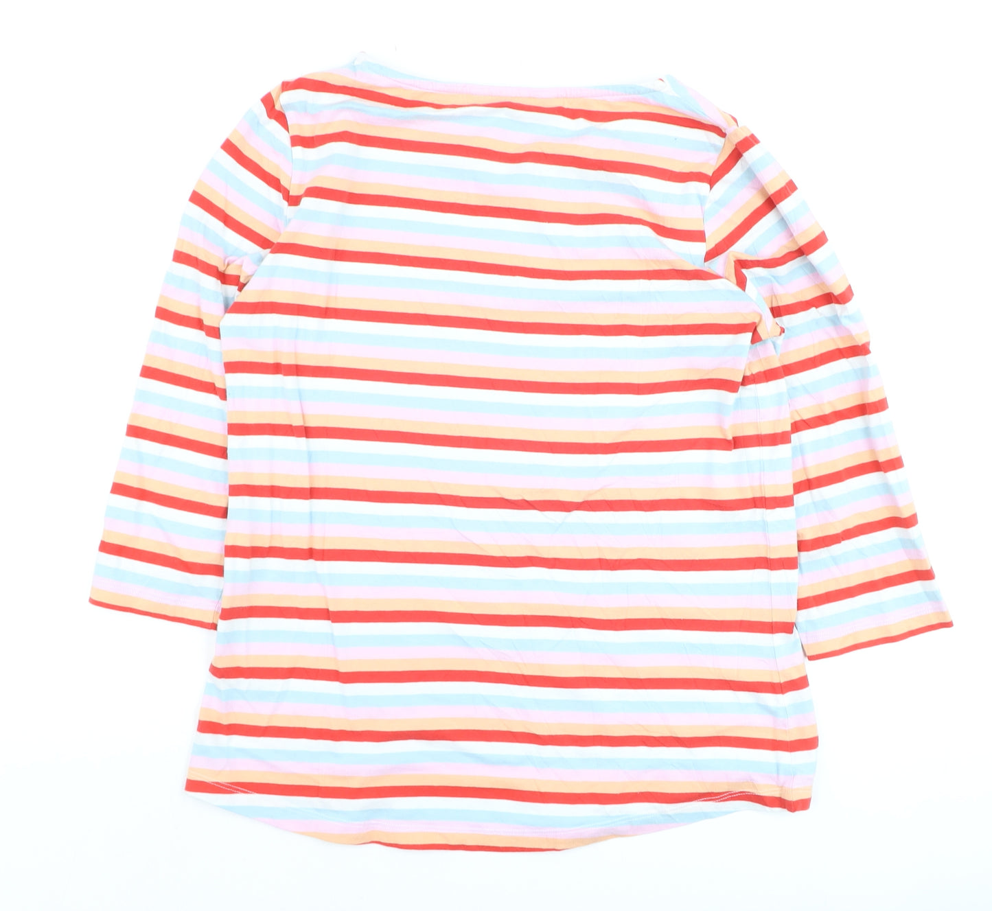 Crew Clothing Company Women's Multicoloured Striped Cotton Boat Neck T-Shirt Size 14