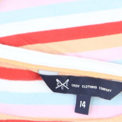 Crew Clothing Company Women's Multicoloured Striped Cotton Boat Neck T-Shirt Size 14