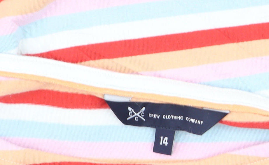 Crew Clothing Company Women's Multicoloured Striped Cotton Boat Neck T-Shirt Size 14