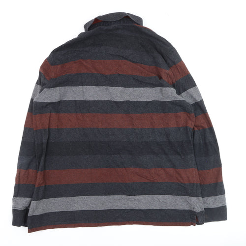 Marks and Spencer Blue Harbour Men's Multicoloured Striped XL Long Sleeve Polo Shirt