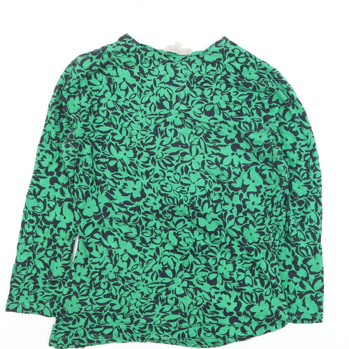 Hobbs Women Green Floral Long Sleeve Wrap Blouse Size S