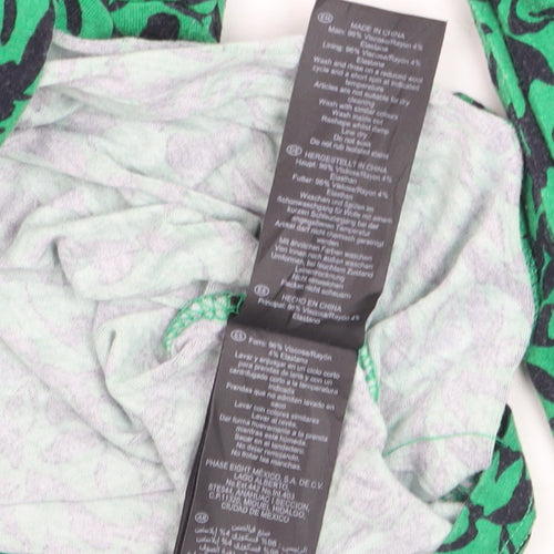 Hobbs Women Green Floral Long Sleeve Wrap Blouse Size S