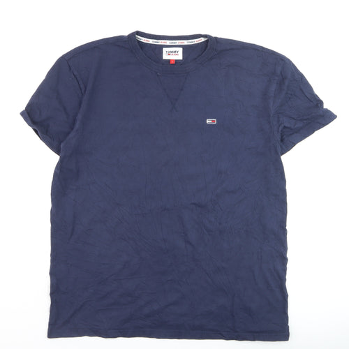 Tommy Jeans Men's Blue Cotton Crew Neck T-Shirt Size L