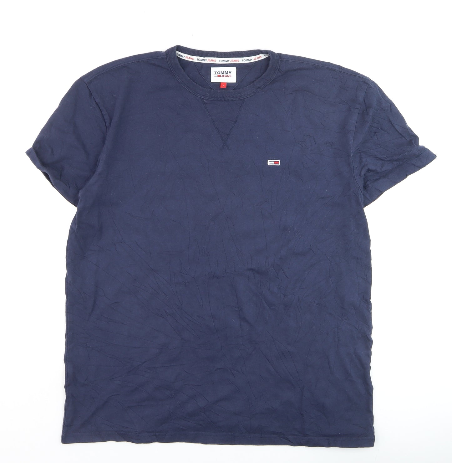Tommy Jeans Men's Blue Cotton Crew Neck T-Shirt Size L