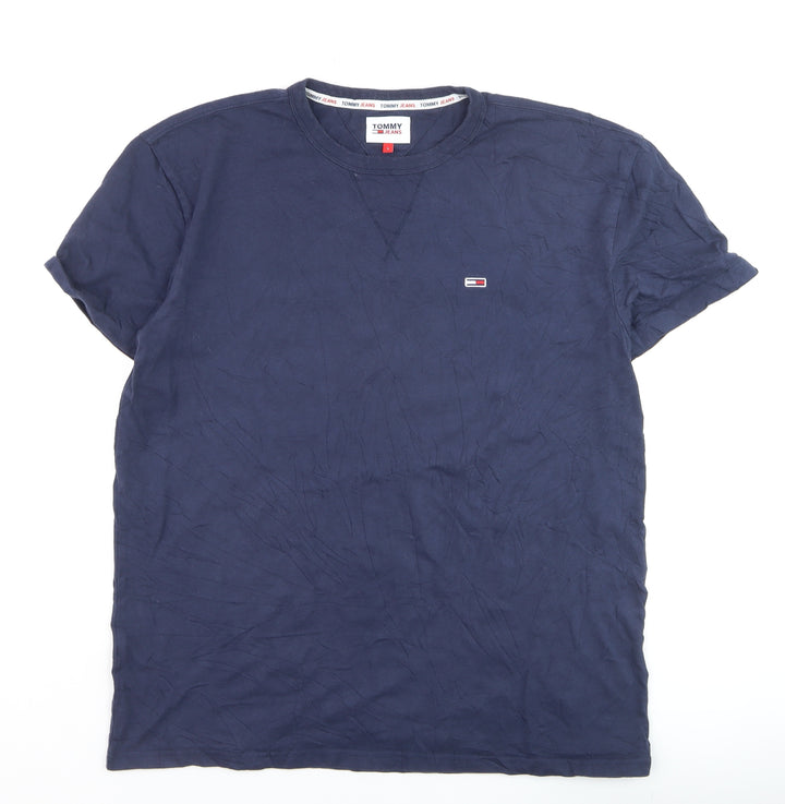 Tommy Jeans Men's Blue Cotton Crew Neck T-Shirt Size L