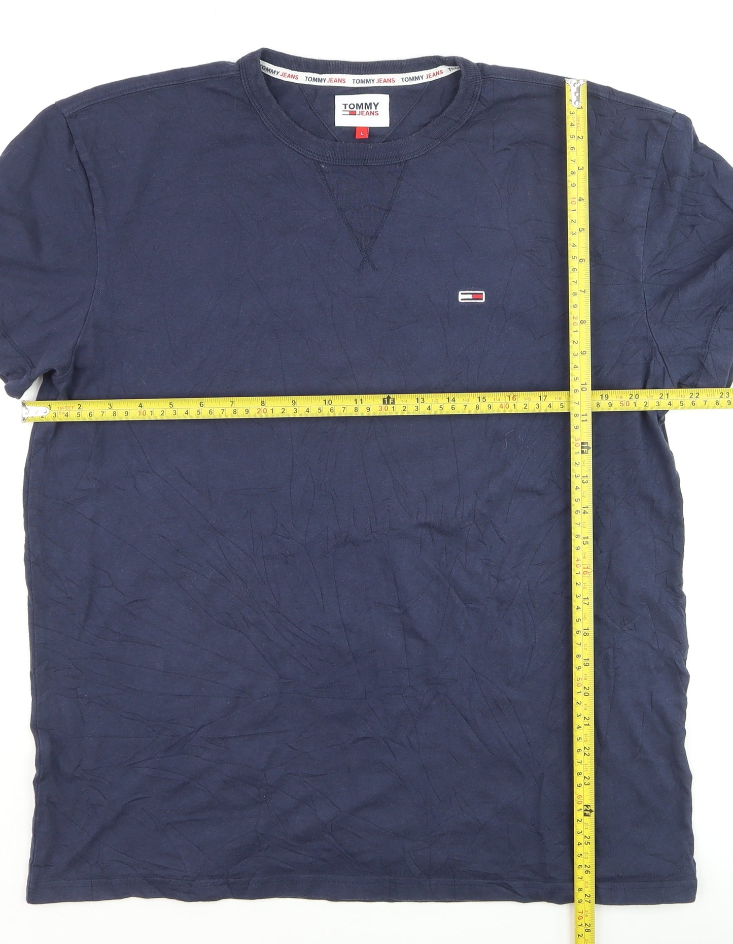 Tommy Jeans Men's Blue Cotton Crew Neck T-Shirt Size L