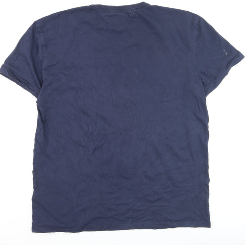 Tommy Jeans Men's Blue Cotton Crew Neck T-Shirt Size L