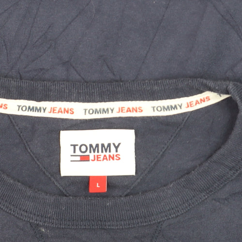 Tommy Jeans Men's Blue Cotton Crew Neck T-Shirt Size L