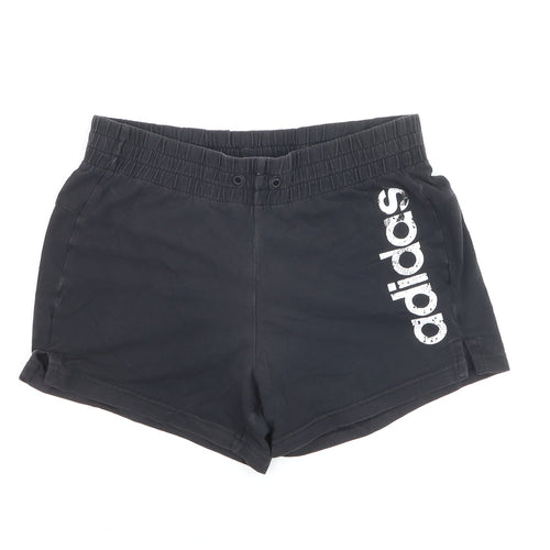 Adidas Girls Black Cotton Blend Athletic Shorts Size 8-9 Years