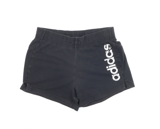 Adidas Girls Black Cotton Blend Athletic Shorts Size 8-9 Years