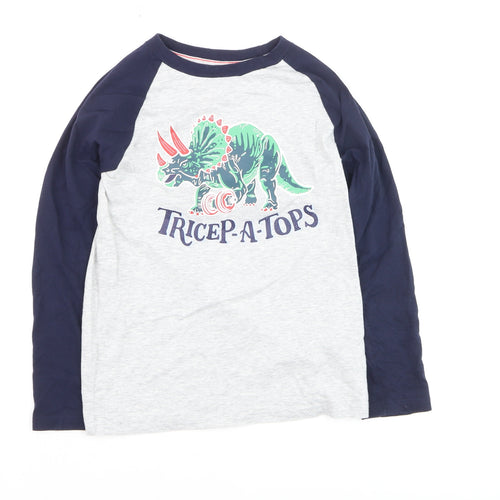 Joules Boys Grey Long Sleeve Dinosaur Tricep-A-Tops Cotton T-Shirt 9-10 Years