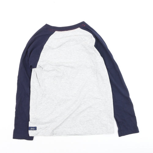 Joules Boys Grey Long Sleeve Dinosaur Tricep-A-Tops Cotton T-Shirt 9-10 Years