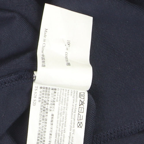Laura Ashley Women's Blue V-Neck Cotton Short Sleeve T-Shirt Size 16
