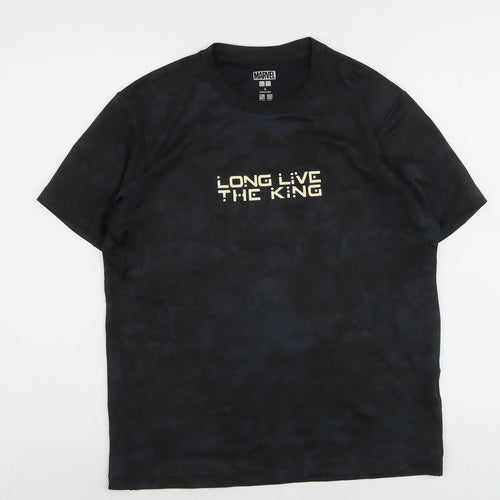Marvel Boys Black Panther Black Short Sleeve Crew Neck T-Shirt Size S