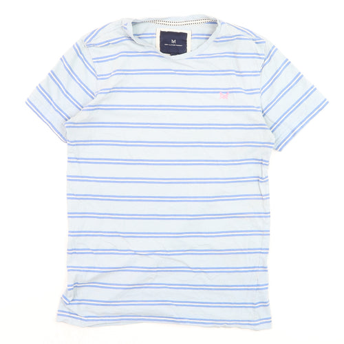 Crew Clothing Company Men's Blue Striped Cotton T-Shirt - Size S