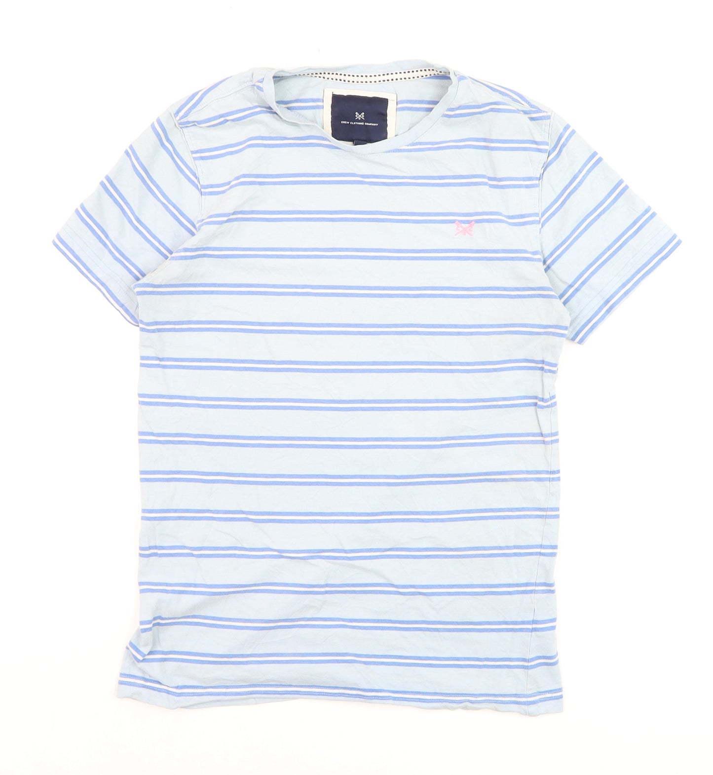 Crew Clothing Company Men's Blue Striped Cotton T-Shirt - Size S
