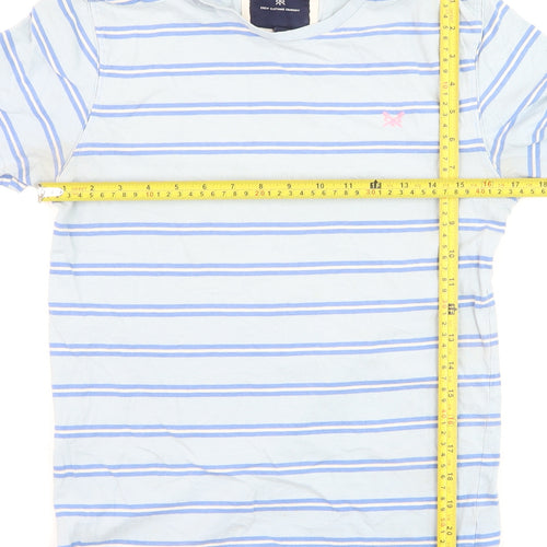 Crew Clothing Company Men's Blue Striped Cotton T-Shirt - Size S