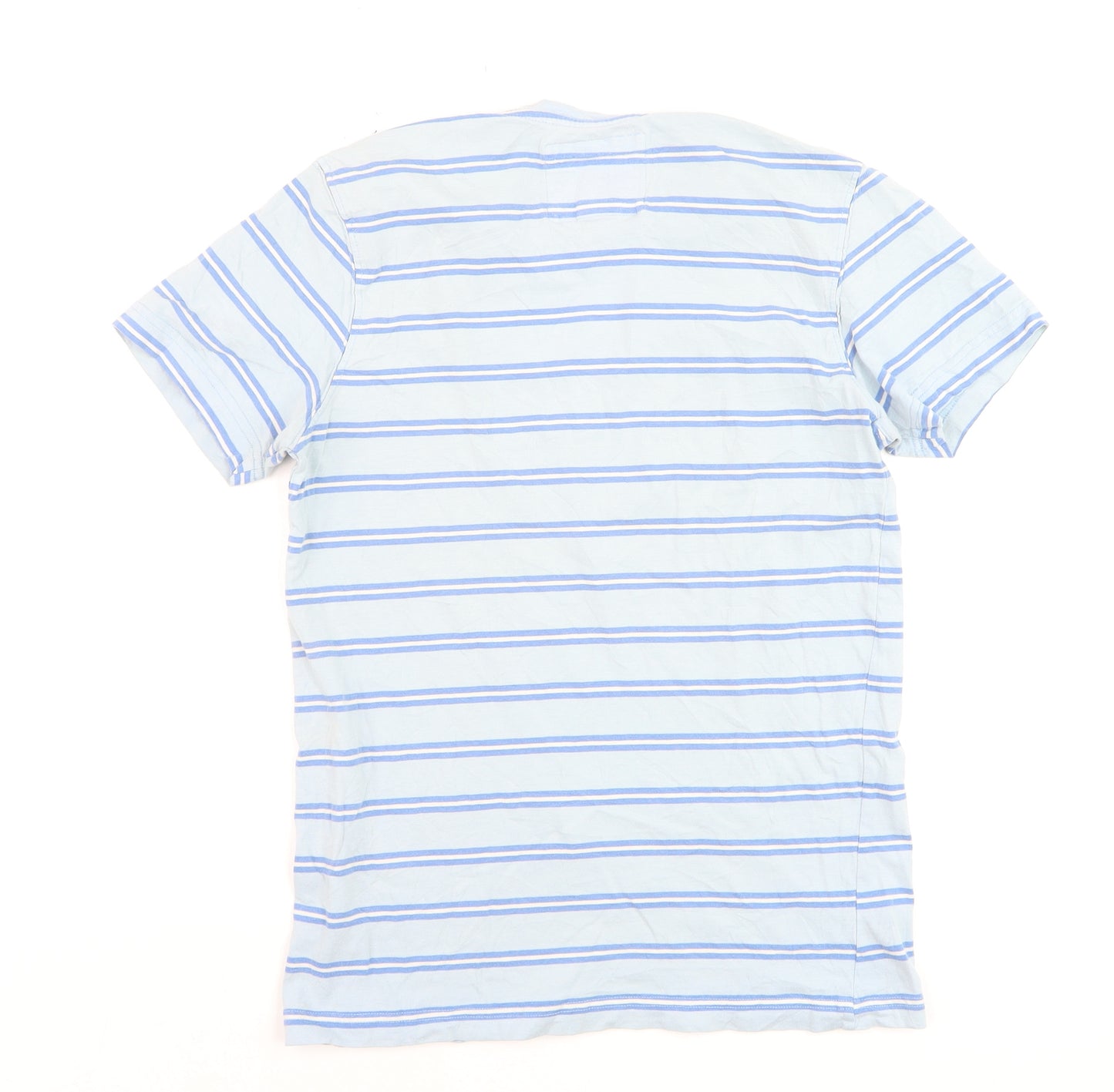 Crew Clothing Company Men's Blue Striped Cotton T-Shirt - Size S