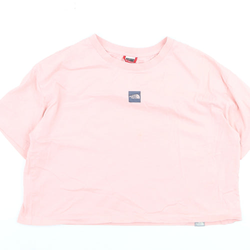 The North Face Womens Pink Cotton Cropped T-Shirt Size M